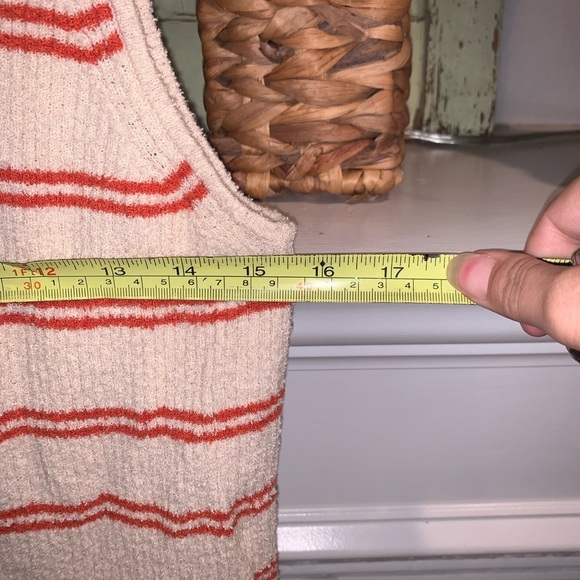 Madewell Cream / Rust Kingston Button-Front Striped Sweater Tank Size M Used - Picture 9 of 10